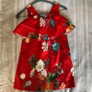 Zara sz 7 girls red floral dress